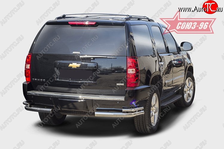 20 069 р. Защита заднего бампера из двойных боковых уголков Souz-96 (d76/42)  Chevrolet Tahoe  GMT900 (2006-2013) 5 дв.  с доставкой в г. Пермь
