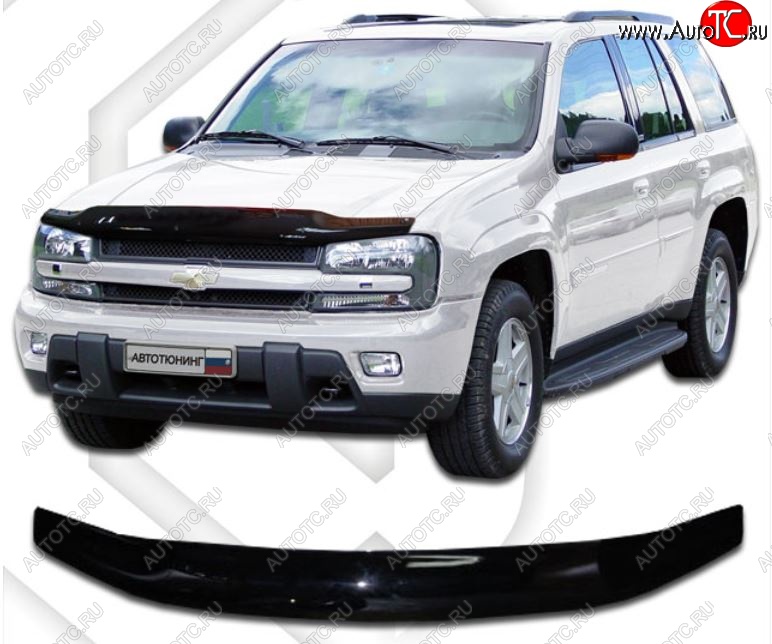 2 159 р. Дефлектор капота CA-Plastic  Chevrolet Trailblazer  GMT360 (2006-2012) рестайлинг (Classic черный, Без надписи)  с доставкой в г. Пермь