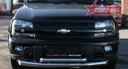 Защита переднего бампера двойная Souz-96 (d76/60) Chevrolet Trailblazer  GMT360 (2006-2012) рестайлинг