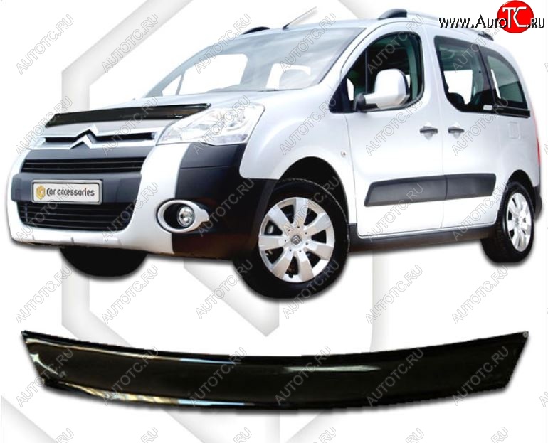 1 959 р. Дефлектор капота CA-Plastic CITROEN Berlingo B9 дорестайлинг (2008-2016) (Classic черный, Без надписи)  с доставкой в г. Пермь