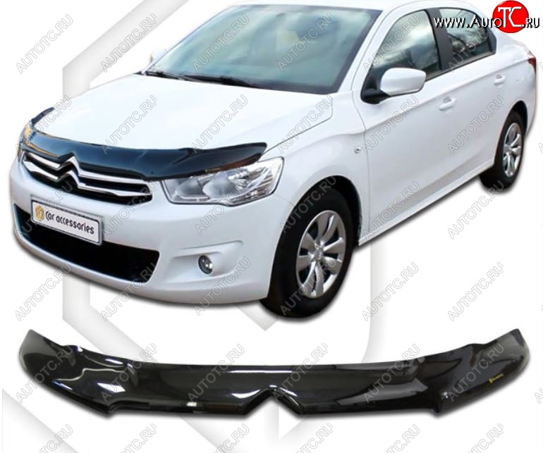2 399 р. Дефлектор капота CA-Plastiс exclusive  CITROEN C-elysee  дорестайлинг (2012-2017) (Classic черный , Без надписи)  с доставкой в г. Пермь
