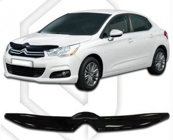 1 899 р. Дефлектор капота CA-Plastic CITROEN C4 B7 хэтчбэк 5 дв. (2011-2018) (Classic черный, Без надписи)  с доставкой в г. Пермь. Увеличить фотографию 2