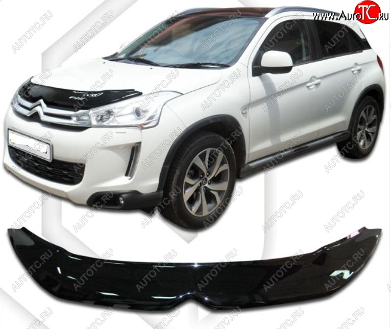 2 079 р. Дефлектор капота CA-Plastiс  CITROEN C4 aircross (2012-2017) (Classic черный, Без надписи)  с доставкой в г. Пермь