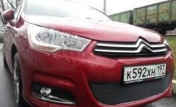 1 469 р. Сетка на бампер (хетчбек) Russtal (черная) CITROEN C4 B7 хэтчбэк 5 дв. (2011-2018)  с доставкой в г. Пермь. Увеличить фотографию 2