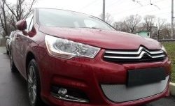 1 539 р. Сетка на бампер (хетчбек) Russtal (хром) CITROEN C4 B7 хэтчбэк 5 дв. (2011-2018)  с доставкой в г. Пермь. Увеличить фотографию 3
