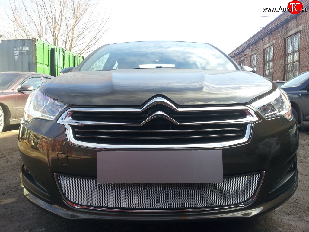 1 539 р. Сетка на бампер (седан) Russtal (хром) CITROEN C4 B7 хэтчбэк 5 дв. (2011-2018)  с доставкой в г. Пермь
