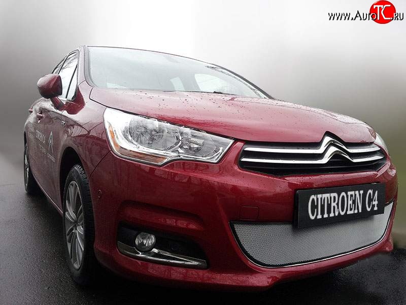2 079 р. Сетка на бампер внешняя Autofamily , 10 мм CITROEN C4 B7 хэтчбэк 5 дв. (2011-2018) (Хром)  с доставкой в г. Пермь