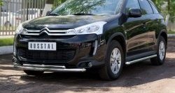 18 949 р. Защита переднего бампера (2 трубыØ63 и 42 мм, нержавейка) SLITKOFF  CITROEN C4 aircross (2012-2017)  с доставкой в г. Пермь. Увеличить фотографию 2