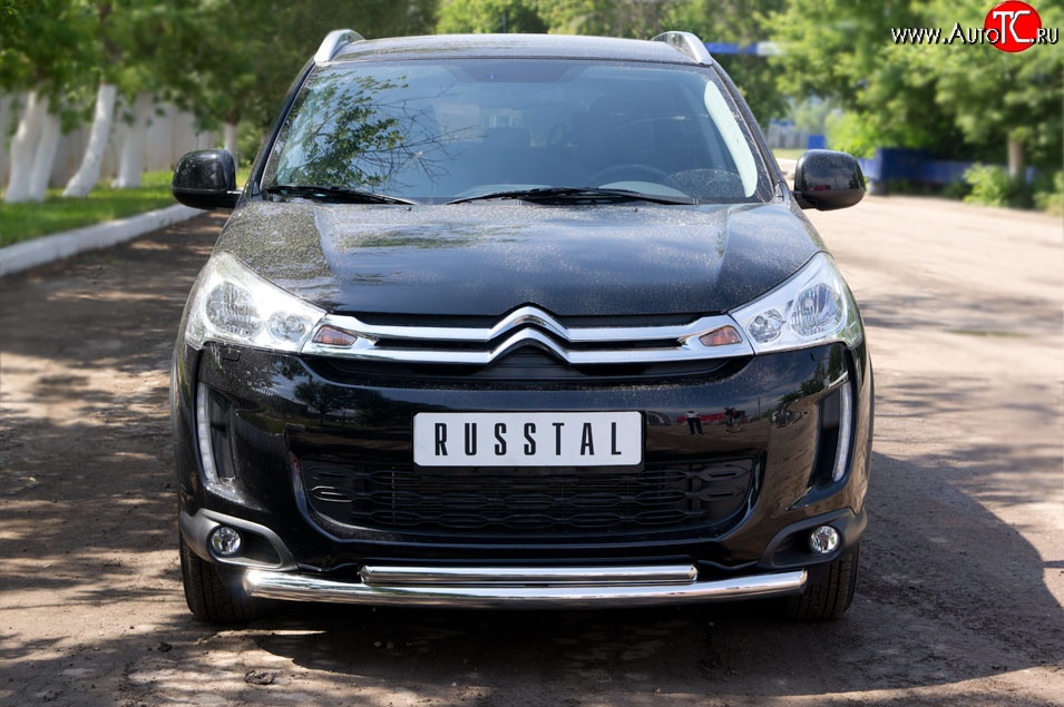 18 949 р. Защита переднего бампера (2 трубыØ63 и 42 мм, нержавейка) SLITKOFF  CITROEN C4 aircross (2012-2017)  с доставкой в г. Пермь