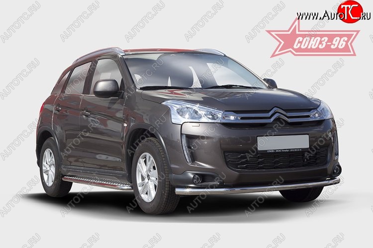 17 639 р. Защита переднего бампера одинарная Souz-96 Premium (d60) CITROEN C4 aircross (2012-2017)  с доставкой в г. Пермь