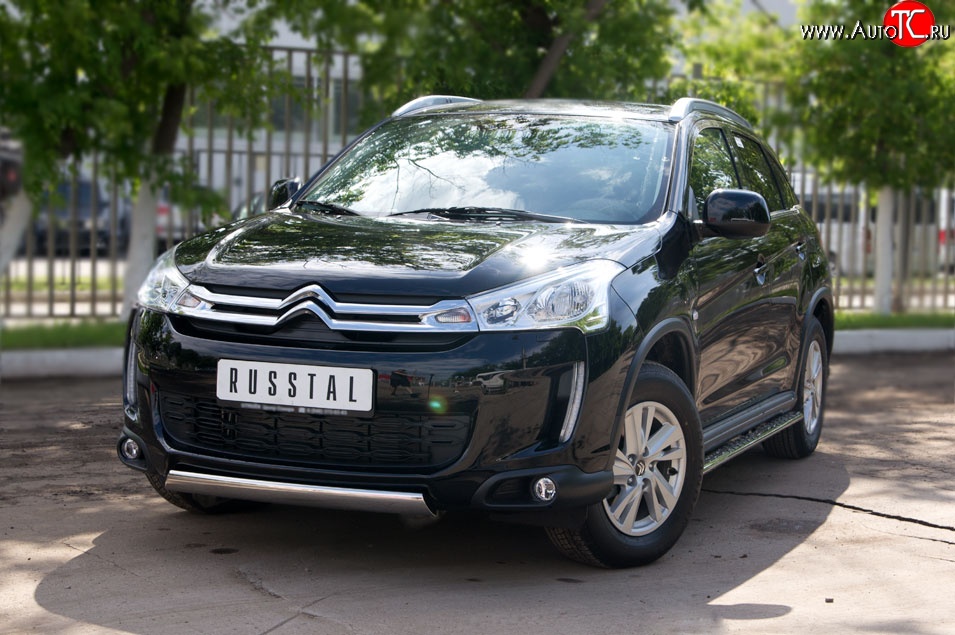 12 999 р. Защита переднего бампера (Ø75х42 мм, нержавейка) Russtal CITROEN C4 aircross (2012-2017)  с доставкой в г. Пермь