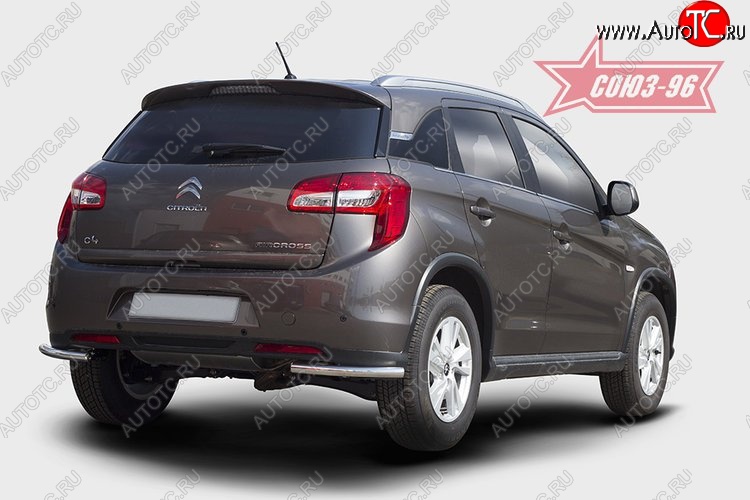 9 629 р. Защита заднего бампера из двух боковых уголков (d42) Souz-96  CITROEN C4 aircross (2012-2017)  с доставкой в г. Пермь