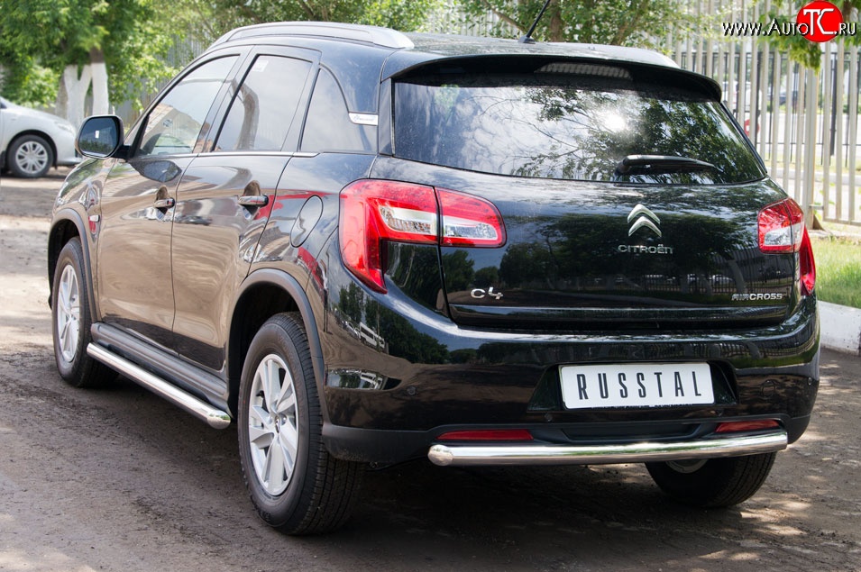 14 799 р. Одинарная защита заднего бампера из трубы диаметром 63 мм SLITKOFF CITROEN C4 aircross (2012-2017)  с доставкой в г. Пермь