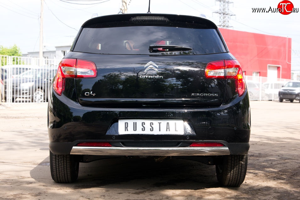12 999 р. Защита заднего бампера (Ø75x42 мм, нержавейка) Russtal CITROEN C4 aircross (2012-2017)  с доставкой в г. Пермь