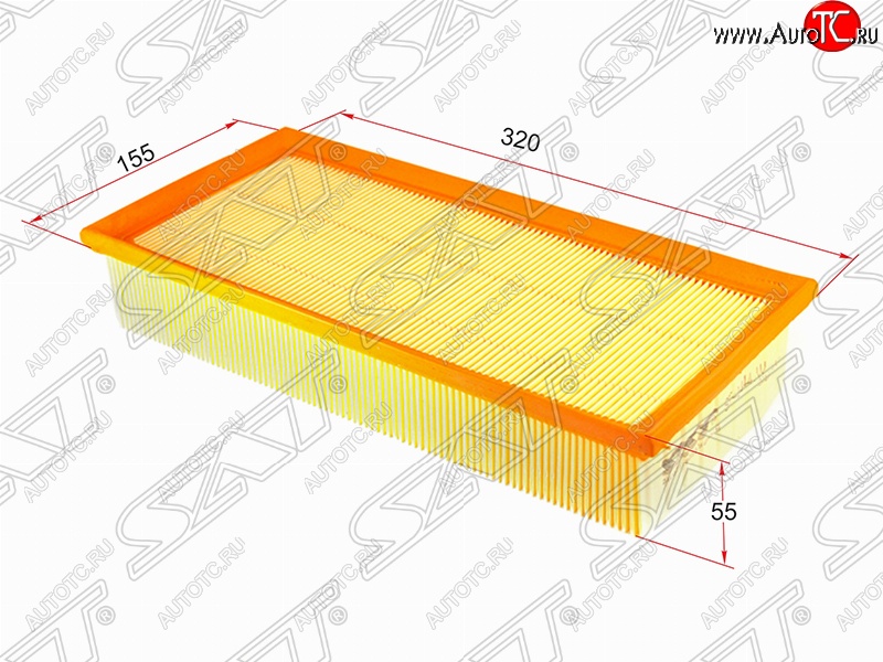 299 р. Фильтр воздушный двигателя SAT (320х155х55 mm)  CITROEN C5 ( X40,DC,  X40,DE) (2000-2004), Peugeot 406 ( 8B,  8E,F) (1995-2004)  с доставкой в г. Пермь