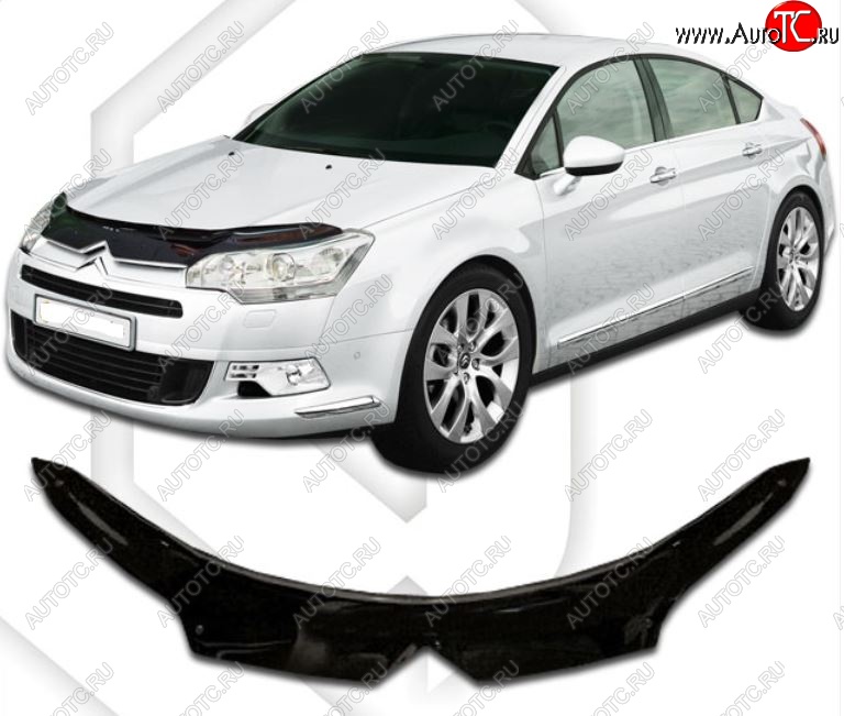 2 159 р. Дефлектор капота CA-Plastic  CITROEN C5 ( RD,  RW) (2008-2017) дорестайлинг, седан, доресталийнг, универсал (Classic черный, Без надписи)  с доставкой в г. Пермь