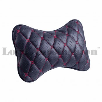349 р. Подушка-косточка Lord Autofashion Байрон (экокожа, 1 шт.) Hyundai IX20 JC дорестайлинг (2010-2020) (Черный, строчка красная)  с доставкой в г. Пермь. Увеличить фотографию 2