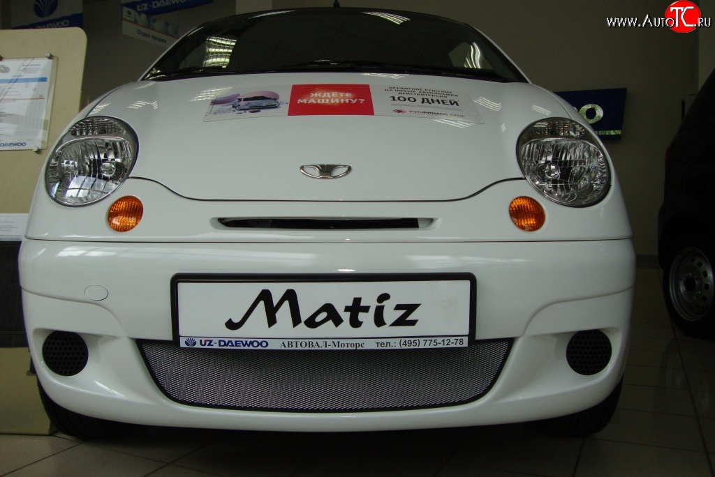 1 539 р. Сетка на бампер (рестайлинг) Russtal (хром) Daewoo Matiz M100 дорестайлинг (1998-2000)  с доставкой в г. Пермь