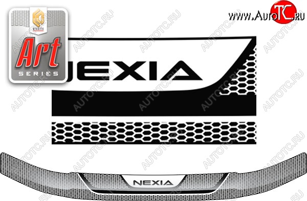2 079 р. Дефлектор капота CA-Plastiс  Daewoo Nexia  рестайлинг (2008-2015) (Серия Art серебро)  с доставкой в г. Пермь