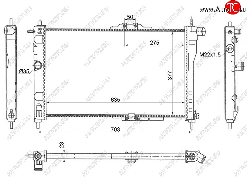 3 499 р. Радиатор двигателя SAT (трубчатый, МКПП, C18LE, G15MF, G16MF, A15MF) Daewoo Nexia дорестайлинг (1995-2008)  с доставкой в г. Пермь