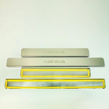 2 179 р. Накладки порожков салона INOX Daewoo Nexia рестайлинг (2008-2015) (Нержавеющая сталь)  с доставкой в г. Пермь. Увеличить фотографию 2