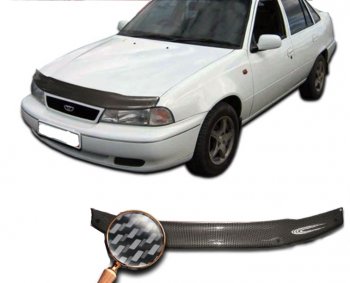 Дефлектор капота CA-Plastiс Daewoo Nexia  дорестайлинг (1995-2008) (Шелкография карбон-серебро)
