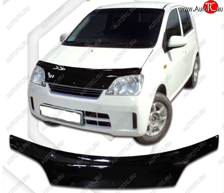2 159 р. Дефлектор капота (кузов L250S, L250V, L260S) CA-Plastic  Daihatsu Mira (2003-2007) (Classic черный, Без надписи)  с доставкой в г. Пермь