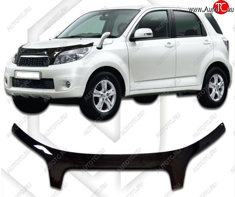 2 599 р. Дефлектор капота CA-Plastiс exclusive Daihatsu Terios J200 дорестайлинг (2006-2009) (Classic черный, Без надписи)  с доставкой в г. Пермь