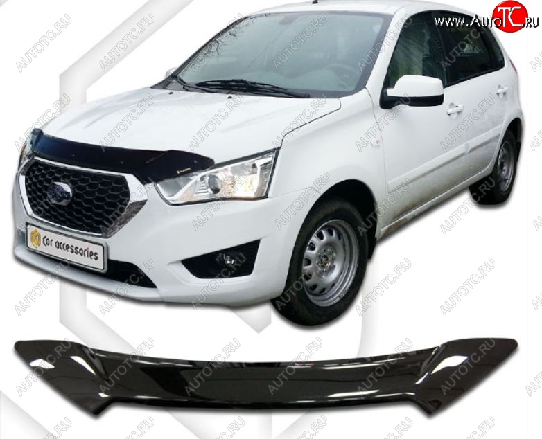2 079 р. Дефлектор капота CA-Plastic  Datsun mi-DO - on-DO (Classic черный, Без надписи)  с доставкой в г. Пермь