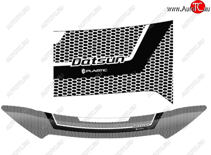 2 299 р. Дефлектор капота CA-Plastiс  Datsun on-DO (2014-2019) седан дорестайлинг (Серия Art белая)  с доставкой в г. Пермь