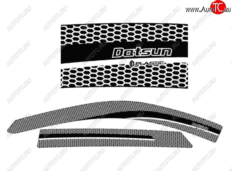 2 159 р. Дефлектора окон CA-Plastic  Datsun on-DO (2014-2021) седан дорестайлинг, седан рестайлинг (Серия Art черная, Без хром.молдинга)  с доставкой в г. Пермь