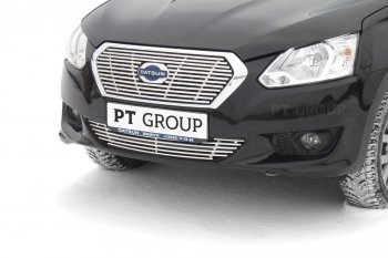 4 699 р. Накладка на решетку переднего бампера Petroil Tuning  Datsun on-DO (2014-2019) седан дорестайлинг (Нержавейка)  с доставкой в г. Пермь. Увеличить фотографию 2