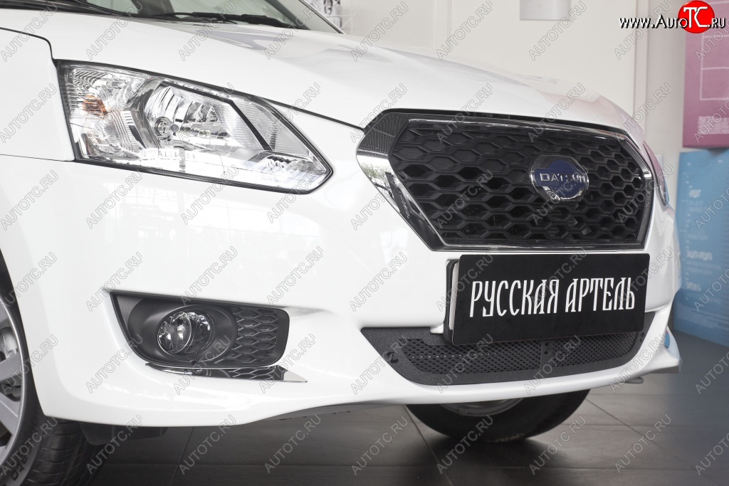 1 799 р. Защитная сетка решетки переднего бампера РА  Datsun on-DO (2014-2019) седан дорестайлинг  с доставкой в г. Пермь