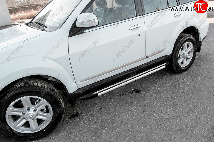 11 299 р. Пороги алюминиевые Slitkoff  Derways Hower Н3 (2017-2019) (Luxe Black)  с доставкой в г. Пермь