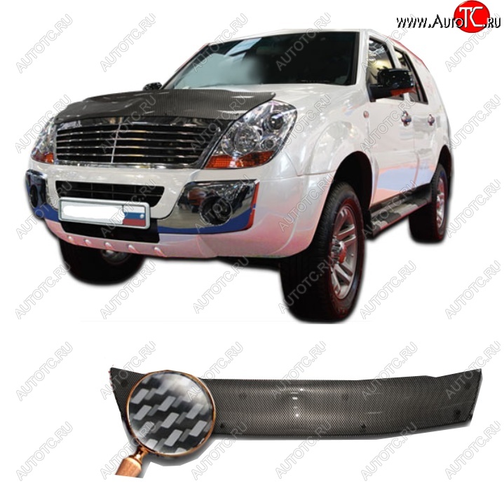 2 559 р. Дефлектор капота CA-Plastiс  Derways Aurora (2006-2008) (Шелкография карбон-серебро)  с доставкой в г. Пермь