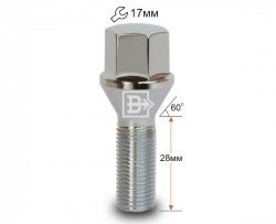 Колёсный болт длиной 28 мм Вектор M12 1.25 28 под гаечный ключ Datsun mi-DO хэтчбэк (2014-2021) 