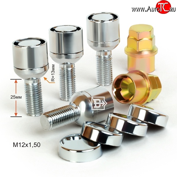 1 209 р. Колёсный болт длиной 25 мм Вектор M12 1.5 25 секретка (комплект) (пос. место: сфера)    с доставкой в г. Пермь