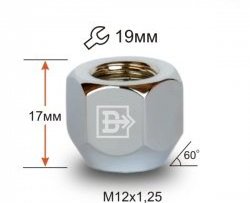 Колёсная гайка Вектор M12 1.25 Лада нива 4х4 2121 Бронто 3 дв. 1-ый рестайлинг (2017-2019) 