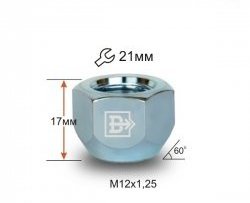 Колёсная гайка Вектор M12 1.25 Лада нива 4х4 2121 Бронто 3 дв. 1-ый рестайлинг (2017-2019) 