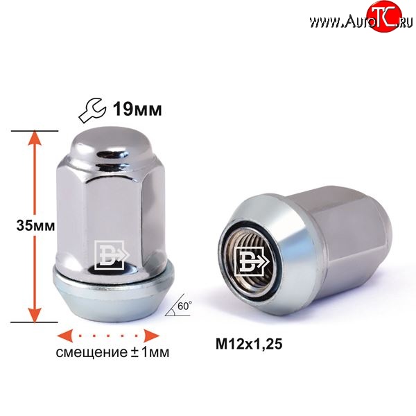 129 р. Колёсная гайка Вектор M12 1.25    с доставкой в г. Пермь
