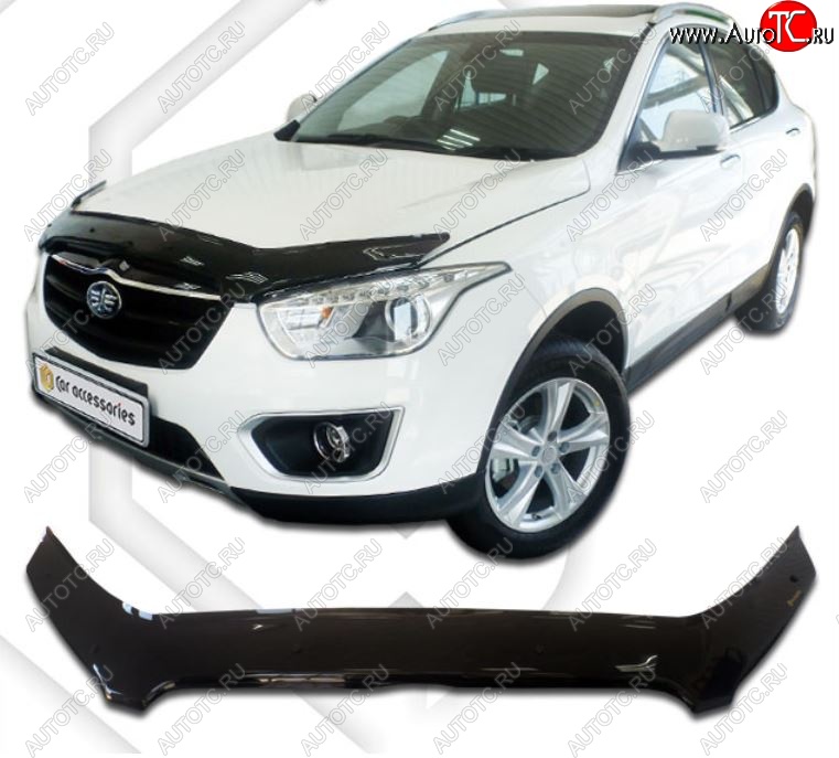 2 199 р. Дефлектор капота CA-Plastiс  FAW Besturn X80 (2014-2019) дорестайлинг (Classic черный, Без надписи)  с доставкой в г. Пермь