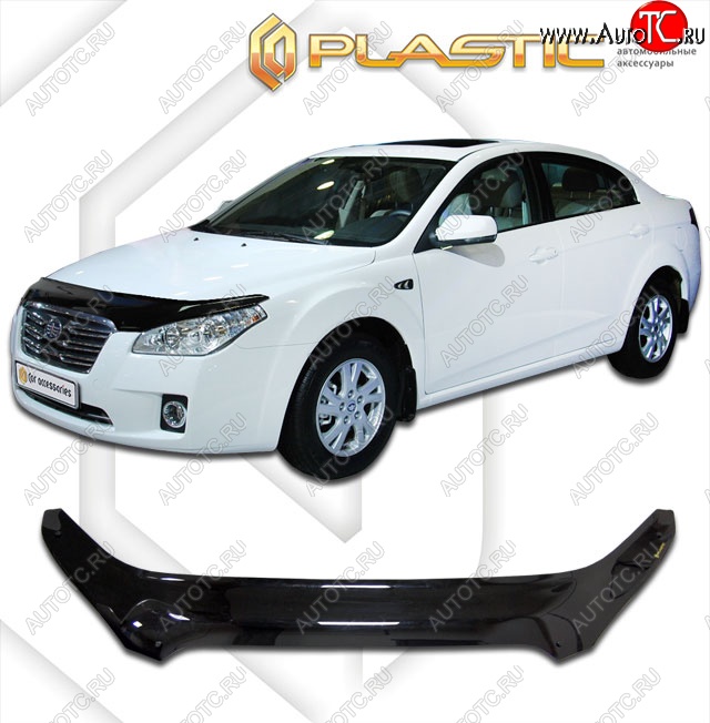 2 399 р. Дефлектор капота CA-Plastik exclusive FAW Besturn B50 рестайлинг (2012-2017) (Classic черный, Без надписи)  с доставкой в г. Пермь