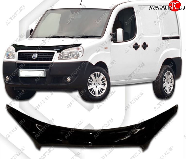 2 399 р. Дефлектор капота CA-Plastiс exclusive  Fiat Doblo  223 (2005-2016) рестайлинг (Classic черный, Без надписи)  с доставкой в г. Пермь