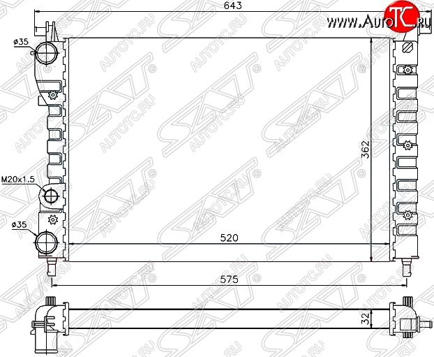 6 449 р. Радиатор двигателя SAT (пластинчатый, МКПП) Fiat Palio 178 хэтчбэк 5 дв. дорестайлинг (1996-2003)  с доставкой в г. Пермь