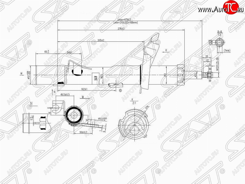 3 179 р. Правый амортизатор передний SAT Ford C-max Mk1 рестайлинг (2007-2010)  с доставкой в г. Пермь
