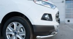 17 699 р. Защита переднего бампера (2 трубыØ63 и 42 мм, нержавейка) SLITKOFF  Ford EcoSport (2013-2019) дорестайлинг  с доставкой в г. Пермь. Увеличить фотографию 2