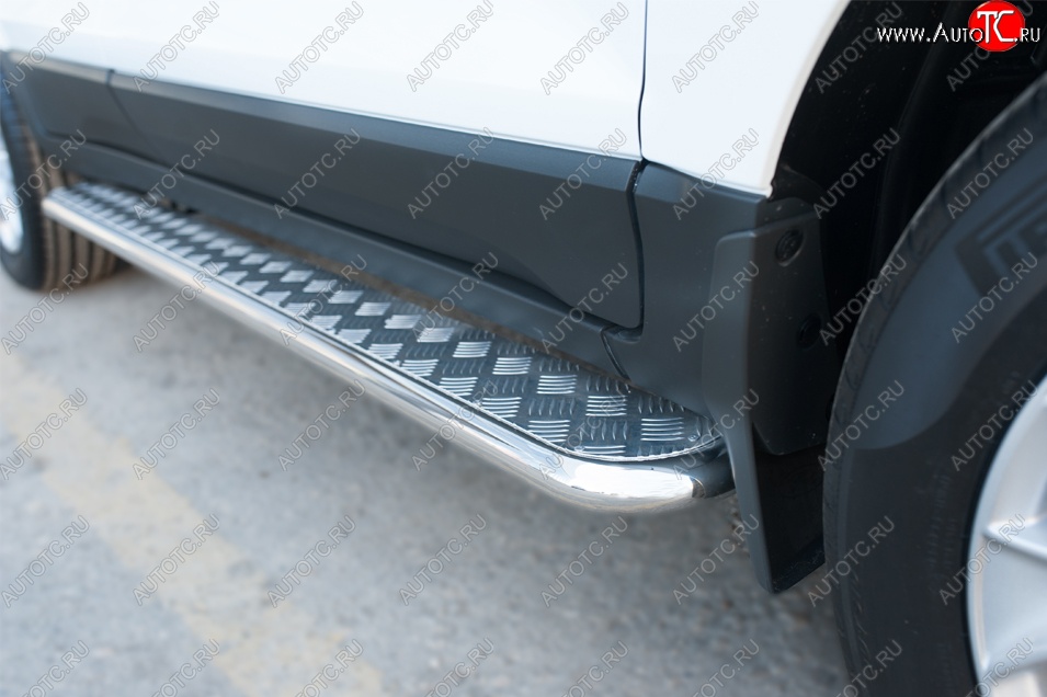 22 999 р. Широкая защита порогов с трубой d42 мм SLITKOFF v2 Ford EcoSport дорестайлинг (2013-2019)  с доставкой в г. Пермь