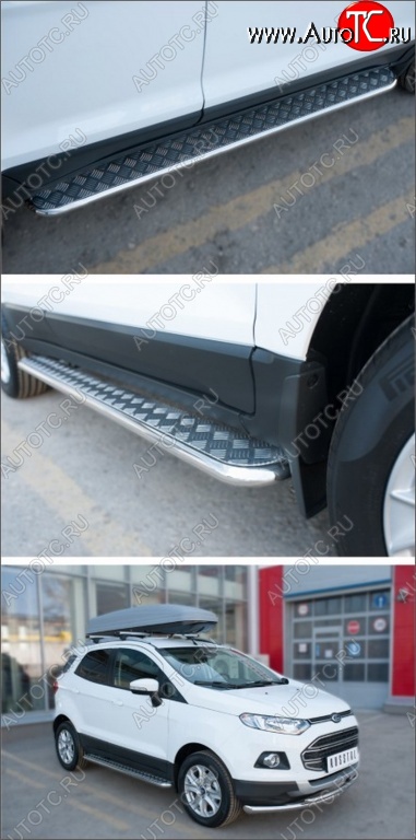 35 549 р. Широкая защита порогов с трубой d42 мм SLITKOFF v3 Ford EcoSport дорестайлинг (2013-2019)  с доставкой в г. Пермь
