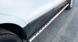 8 299 р. Защита порогов с круглыми вставками для ног из овальной трубы диаметром 75x42 мм Russtal Ford EcoSport дорестайлинг (2013-2019)  с доставкой в г. Пермь. Увеличить фотографию 3