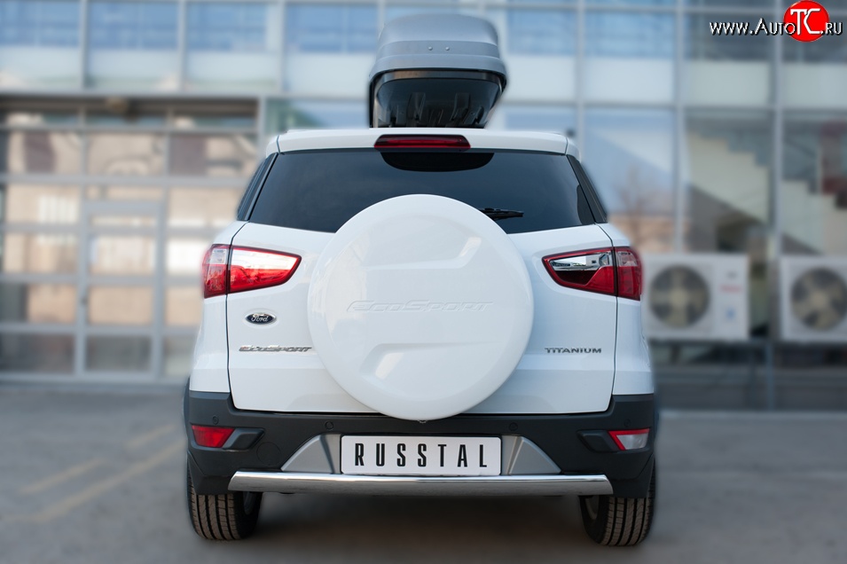12 999 р. Защита заднего бампера (Ø75x42 мм, нержавейка) Russtal Ford EcoSport дорестайлинг (2013-2019)  с доставкой в г. Пермь